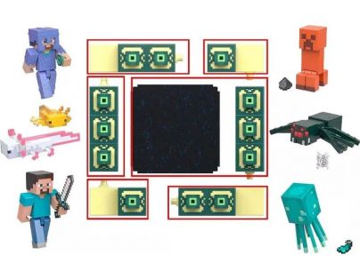 Mattel Minecraft 8 cm figurka Build a Portal Stronghold Steve