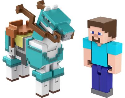 Mattel Minecraft 8 cm figurka dvojbalení Steve and Armored Horse - Poškozený obal