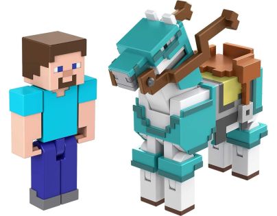 Mattel Minecraft 8 cm figurka dvojbalení Steve and Armored Horse - Poškozený obal