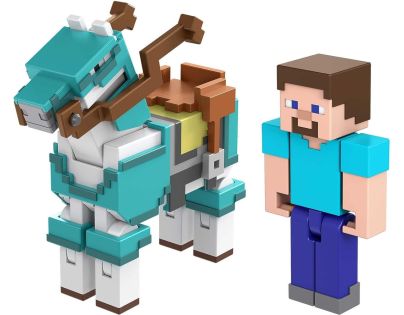 Mattel Minecraft 8 cm figurka dvojbalení Steve and Armored Horse - Poškozený obal