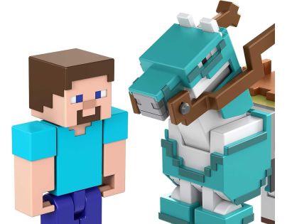 Mattel Minecraft 8 cm figurka dvojbalení Steve and Armored Horse - Poškozený obal