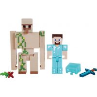 Mattel Minecraft 8 cm figurka dvojbalení Steve and Iron Golem - Poškozený obal
