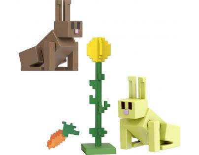 Mattel Minecraft 8 cm figurka Rabbits Carrot and Sunflower