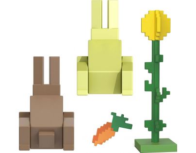 Mattel Minecraft 8 cm figurka Rabbits Carrot and Sunflower