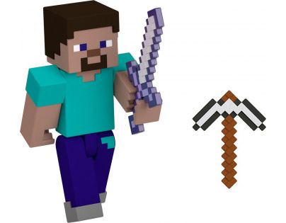 Mattel Minecraft 8 cm figurka Steve se zbraněmi