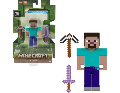 Mattel Minecraft 8 cm figurka Steve se zbraněmi