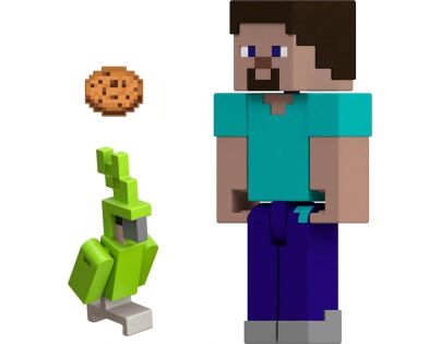 Mattel Minecraft 8 cm figurka Steve s papouškem