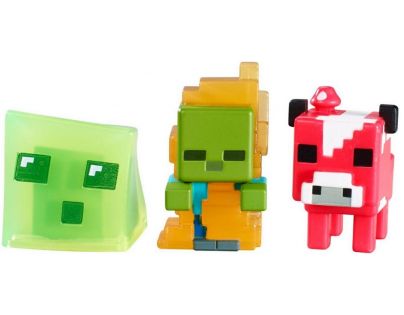 Mattel Minecraft minifigurka 3ks - Mooshroom, Zombie in Flames and Slime Cube