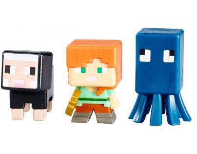 Mattel Minecraft minifigurka 3ks - Squid, Alex and Black Sheep