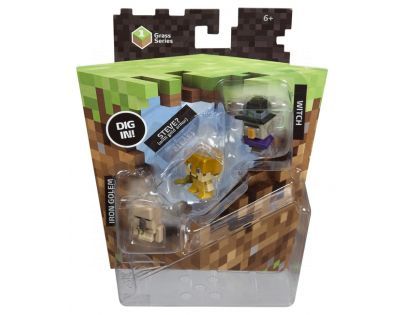 Mattel Minecraft minifigurka 3ks - Witch, Steve a Iron Golem