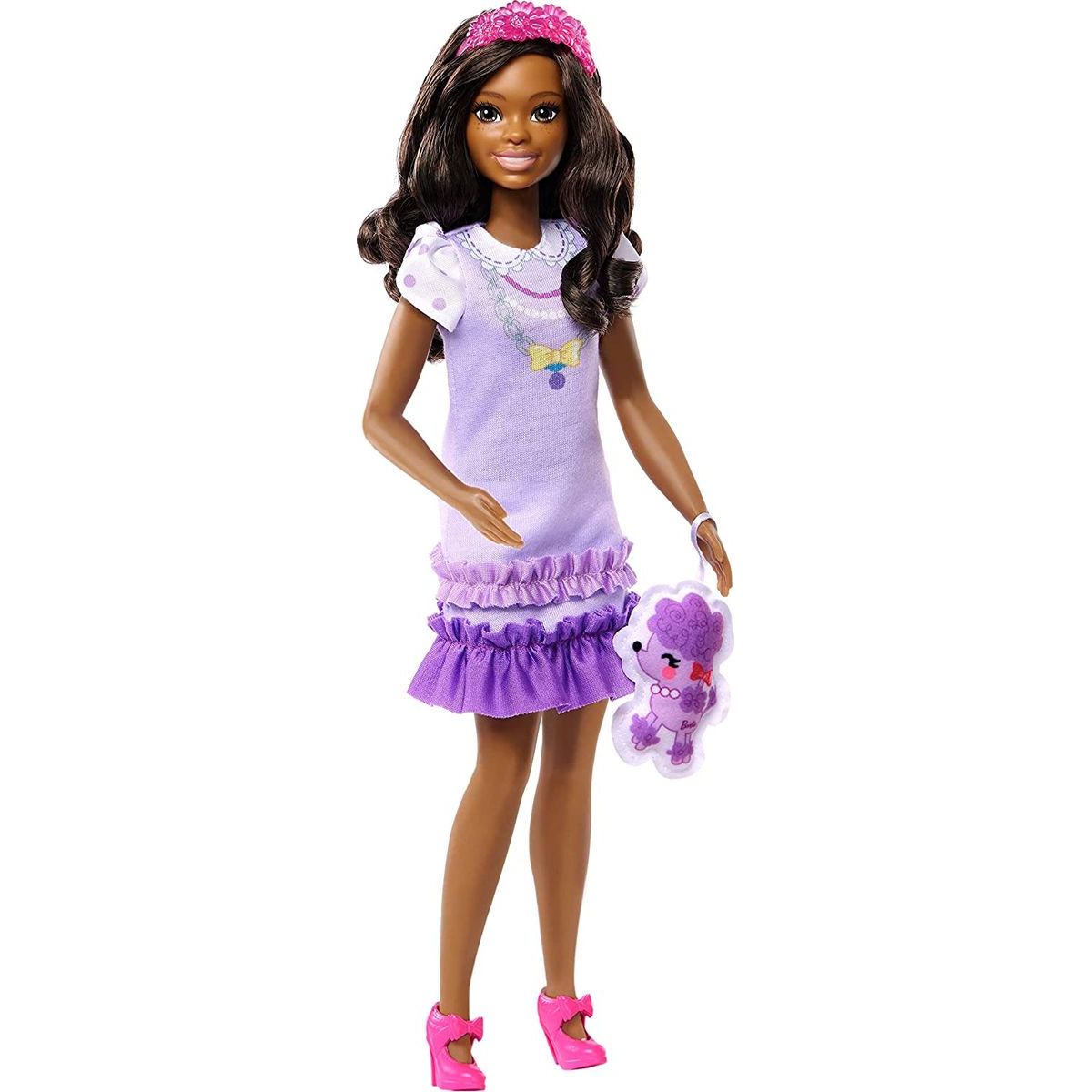 Mattel Moje první Barbie panenka černovláska s pudlíkem HLL18