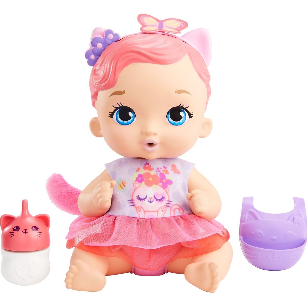 Mattel My Garden Baby miminko růžovo-fialové koťátko
