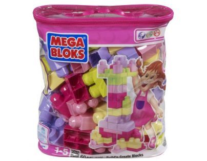 MEGABLOKS Mega 08195 - Kostky v plastovém pytli-růžová barva, 60dílů