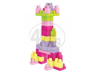 MEGABLOKS Mega 08195 - Kostky v plastovém pytli-růžová barva, 60dílů