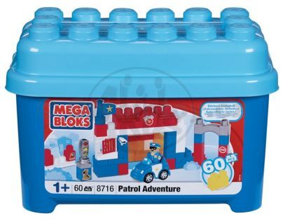 MEGABLOKS 08716 - Stavebnice "Policejní stanice" v plastovém kyblíku, 60dílů