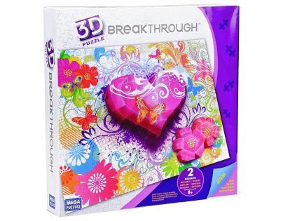 Megabloks Puzzle 3D Srdce a květiny