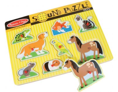 Melissa & Doug Puzzle dřevěné se zvuky Domácí zvířata 8 dílků