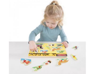 Melissa & Doug Puzzle dřevěné se zvuky Domácí zvířata 8 dílků