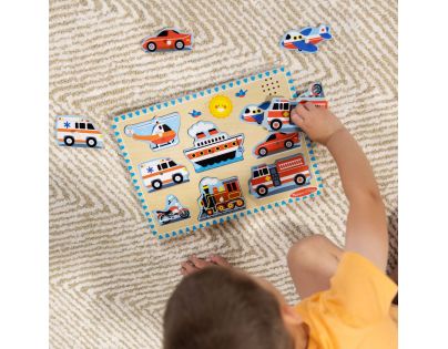 Melissa & Doug Puzzle dřevěné se zvuky Dopravní prostředky 8 dílků