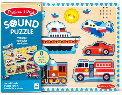 Melissa & Doug Puzzle dřevěné se zvuky Dopravní prostředky 8 dílků
