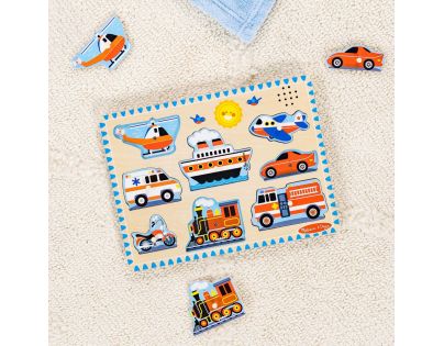 Melissa & Doug Puzzle dřevěné se zvuky Dopravní prostředky 8 dílků