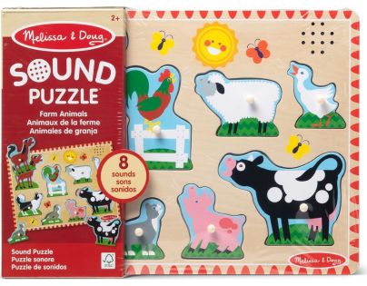 Melissa & Doug Puzzle dřevěné se zvuky Zvířata na farmě 8 dílků