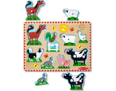 Melissa & Doug Puzzle dřevěné se zvuky Zvířata na farmě 8 dílků