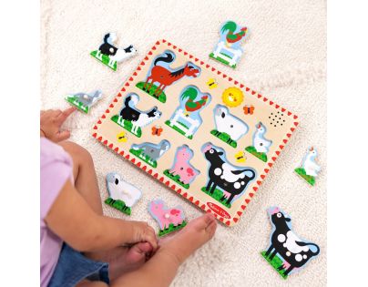Melissa & Doug Puzzle dřevěné se zvuky Zvířata na farmě 8 dílků