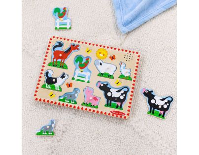 Melissa & Doug Puzzle dřevěné se zvuky Zvířata na farmě 8 dílků