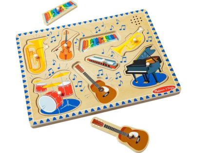 Melissa & Doug Puzzle dřevěné se zvuky Hudební nástroje 8 dílků