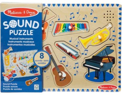 Melissa & Doug Puzzle dřevěné se zvuky Hudební nástroje 8 dílků