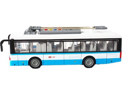 Městský trolejbus na setrvačník s osvětlením a zvukem - modrý