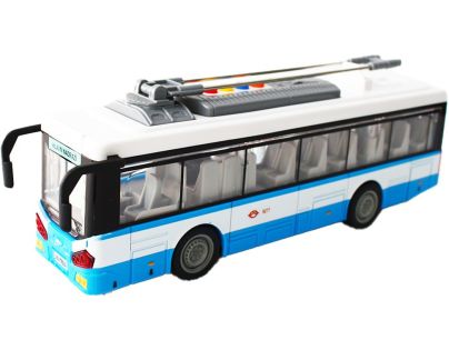 Městský trolejbus na setrvačník s osvětlením a zvukem - modrý