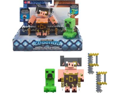 Minecraft Legends dvě figurky Creeper vs. Piglin Bruiser - Poškozený obal