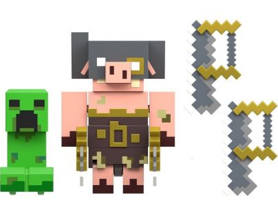 Minecraft Legends dvě figurky 8 cm Creeper vs. Piglin Bruiser - Poškozený obal