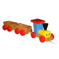 Miva Tahací dřevěný vlak se dvěma vagónky