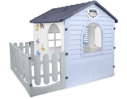 Mochtoys Zahradní domek modrobílý s plotem