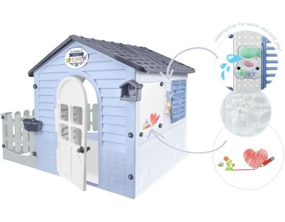 Mochtoys Zahradní domek modrobílý s plotem