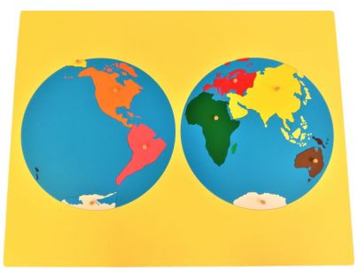 Montessori Puzzle Mapa Světa bez rámečku 7 dílků
