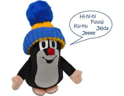 MÚ Brno Krteček Plyšák mluvící v modrožlutém kulichu 20 cm