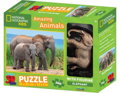 National Geographic Kids 3D Puzzle Slon 100 dílků figurka