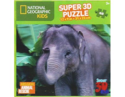 Prime 3D National Geographic Kids 3D Puzzle Slon 48 dílků