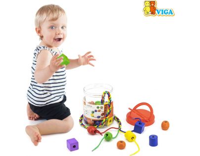 Navlékání dřevěných korálků - extra velké