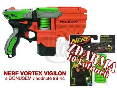 NERF VORTEX Vigilon - Pistol se zásobníkem + Náhradní kotouče ZDARMA