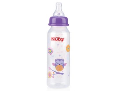 Nuby Láhev kojenecká 1-2-3 průtok 240ml Fialová Sova