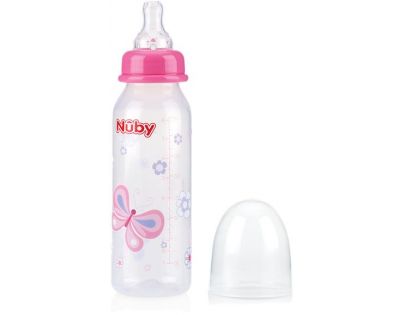 Nuby Láhev kojenecká 1-2-3 průtok 240ml Růžová