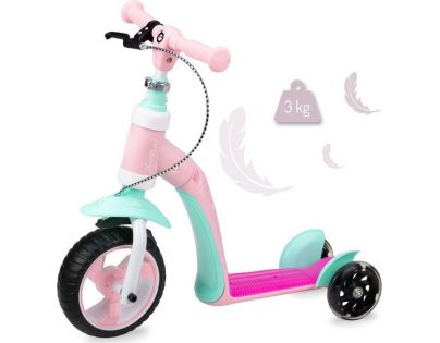 MoMi Elios Odrážedlo a koloběžka 2 v 1 růžová