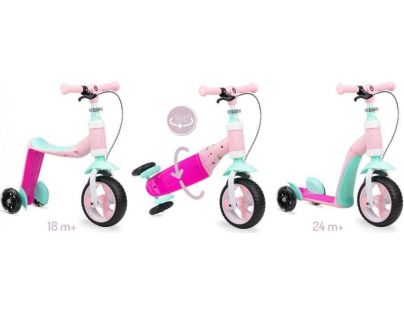 MoMi Elios Odrážedlo a koloběžka 2 v 1 růžová