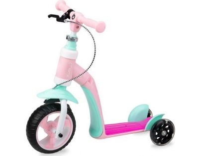 MoMi Elios Odrážedlo a koloběžka 2 v 1 růžová