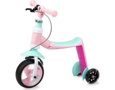 MoMi Elios Odrážedlo a koloběžka 2 v 1 růžová